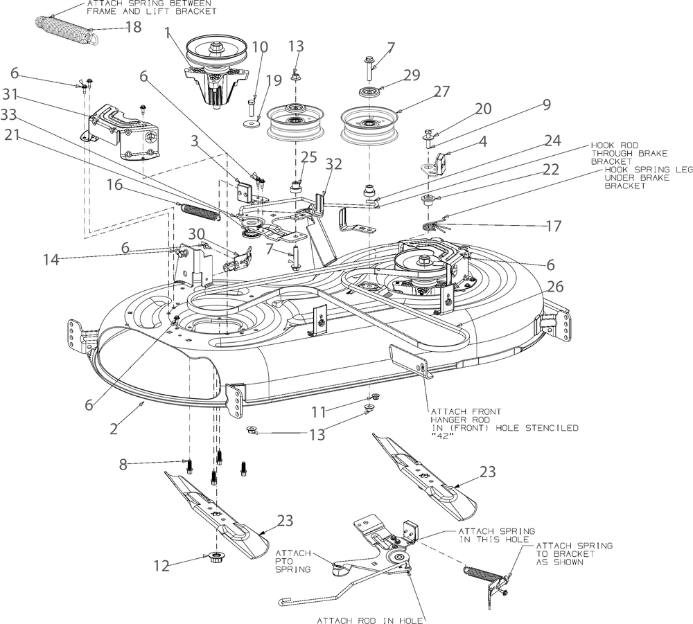 Deck Diagram and Parts List for XT1-LT42KH (13AOA1CS056)(2018) Cub Cadet Lawn Tractor